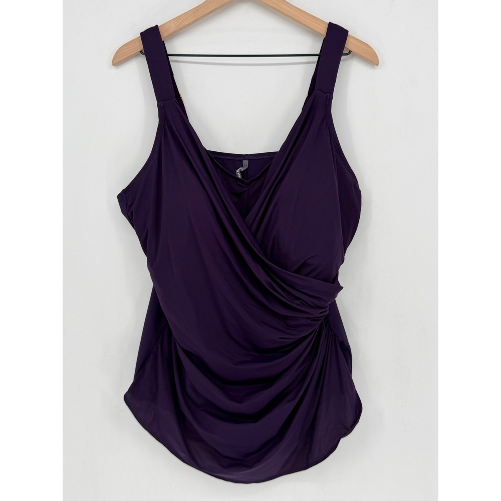 Lands' End Swimsuit One Piece Women‎ 22W DD Purple Ruched V-Neck Beach Summer